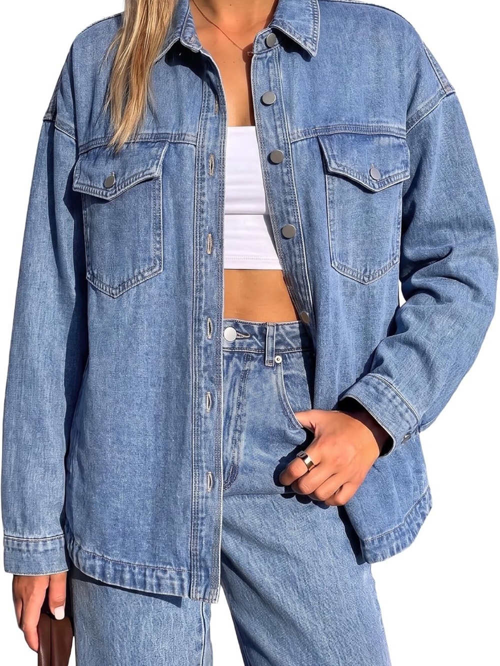EMMIOL Women's Distressed Denim Jacket Light Blue L. 2662/bb15-1